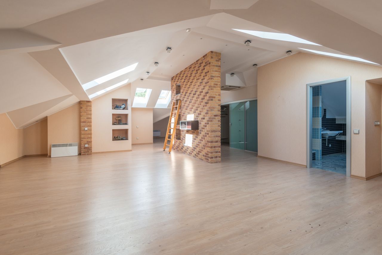 Services Explore this bright, spacious modern attic apartment with skylights and contemporary design.
